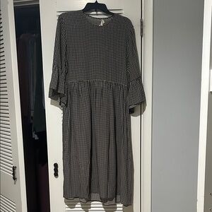 THE GREAT. Black and White Long Sleeve Dress